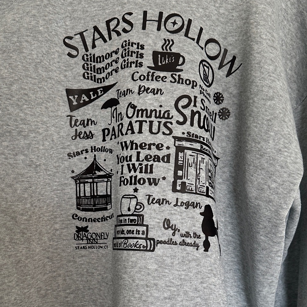 Gray Stars Hollow Graphic Hooded Sweatshirt - Picture 4 of 10